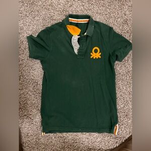 United Colors Of Benetton Dark Green Polo with Orange Emblem